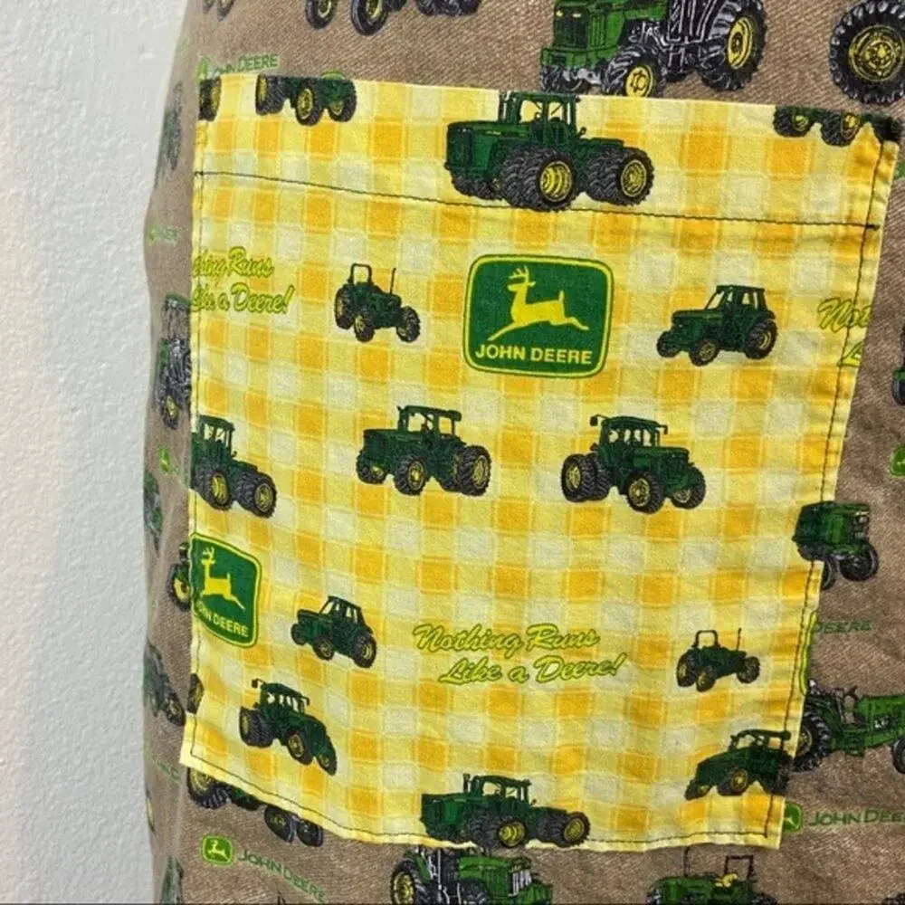 John Deere Apron Homemade Cotton Flannel Tractors Heavy Machines Retro BBQ